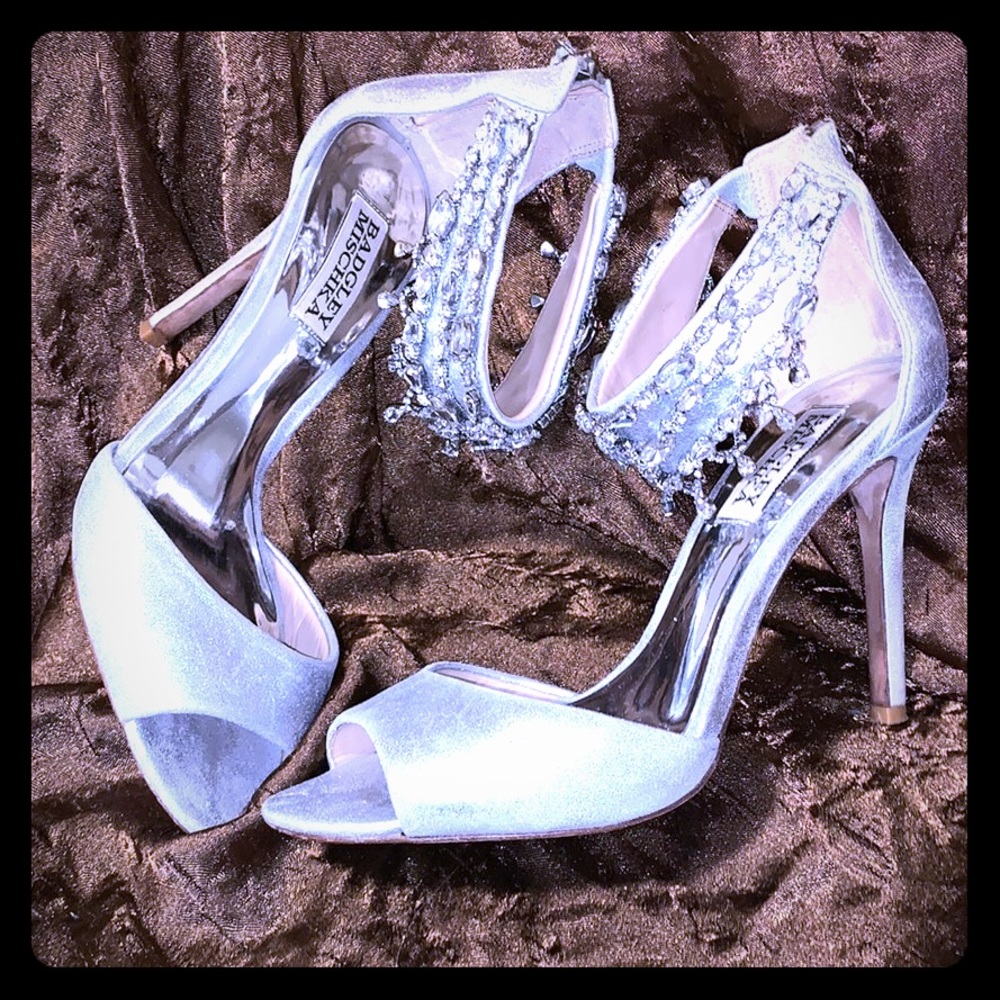 Beautiful silver bedazzled heels -  size 7